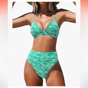 Cupshe Mint Floral Bikini Set